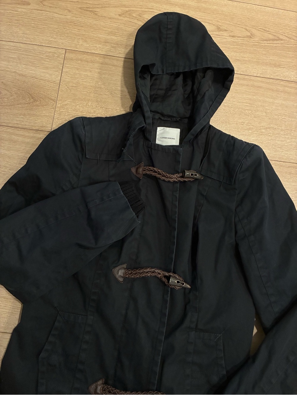 Costume National Women’s Black Toggle Coat Hooded Anorak Size 34/XS